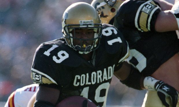 Colorado Buffaloes running back Rashaan Salaam rushes against Iowa State during the 1994 season. Ph...