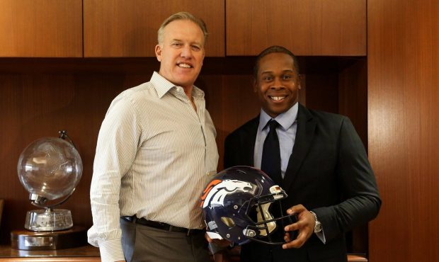 Denver Broncos general manager, left, and new head coach Vance Joseph at the UCHealth Training Cent...