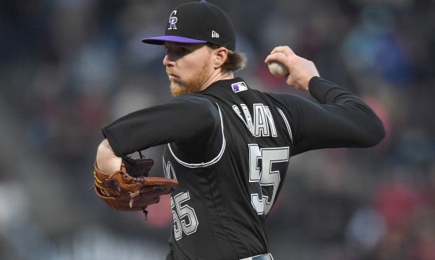 SAN FRANCISCO, CA - APRIL 13:  Jon Gray #55 of the Colorado Rockies pitches against the San Francis...