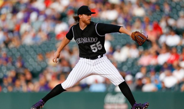 DENVER, CO - JULY 5:  Starting pitcher Jon Gray #55 of the Colorado Rockies delivers to home plate ...