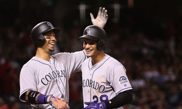 during the MLB opening day game at Chase Field on April 4, 2016 in Phoenix, Arizona....
