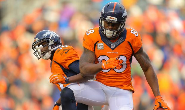 DENVER, CO - NOVEMBER 23:  Wide receiver Demaryius Thomas #88 and wide receiver Emmanuel Sanders #1...