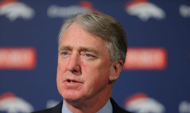 ENGLEWOOD, CO - JANUARY  20:  Joe Ellis, President of the Denver Broncos, addresses the media durin...