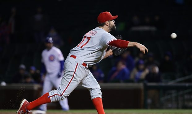 CHICAGO, IL - MAY 01:  Pat Neshek #17 of the Philadelphia Phillies pitchesin the 9th inning against...