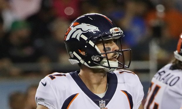 CHICAGO, IL - AUGUST 10:  Paxton Lynch #12 of the Denver Broncos passes against the Chicago Bears d...
