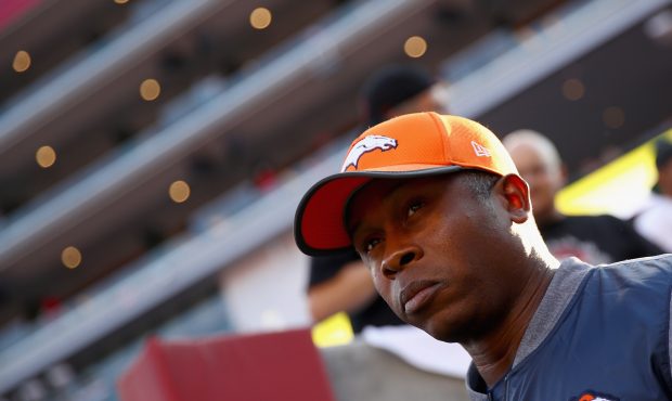 SANTA CLARA, CA - AUGUST 19:  Head coach Vance Joseph of the Denver Broncos walks on to the field f...