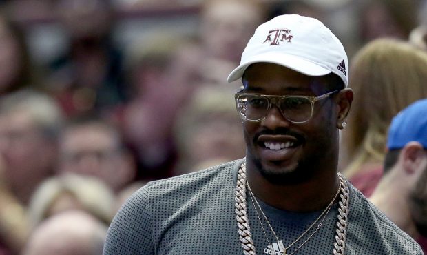 ANAHEIM, CA - MARCH 24:  Von Miller of the Denver Broncos watches the Texas A&M Aggies take on ...
