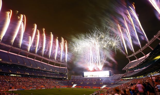 DENVER, CO - JULY 4: Post-game fireworks at Sports Authority Field at Mile High after the Denver Ou...