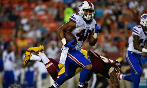 LANDOVER, MD - AUGUST 26: Running back Jonathan Williams #40 of the Buffalo Bills runs the ball in ...