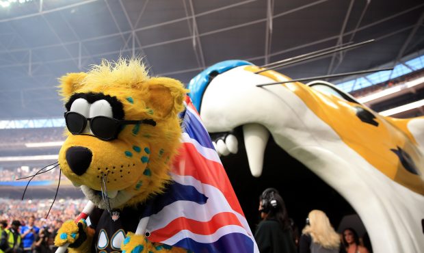 LONDON, ENGLAND - OCTOBER 02: Jacksonville mascot during the NFL International Series match between...