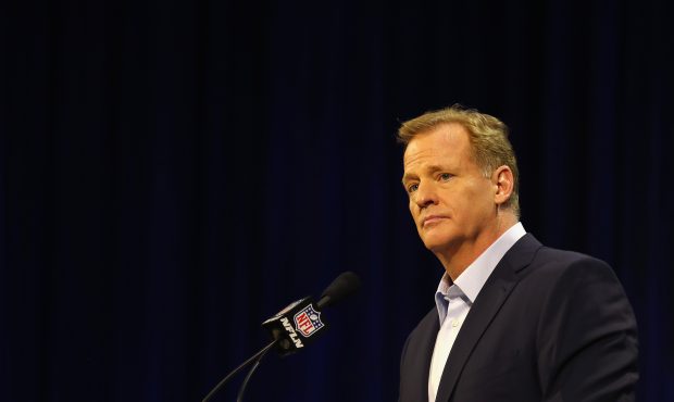 HOUSTON, TX - FEBRUARY 01: NFL Commissioner Roger Goodell speaks with the media during a press conf...