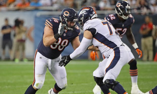 CHICAGO, IL - AUGUST 10:  Mitch Unrein #98 of the Chicago Bears rushes against Garett Bolles #72 of...