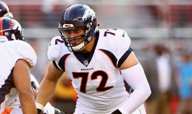 SANTA CLARA, CA - AUGUST 19: Garett Bolles #72 of the Denver Broncos in action against the San Fran...