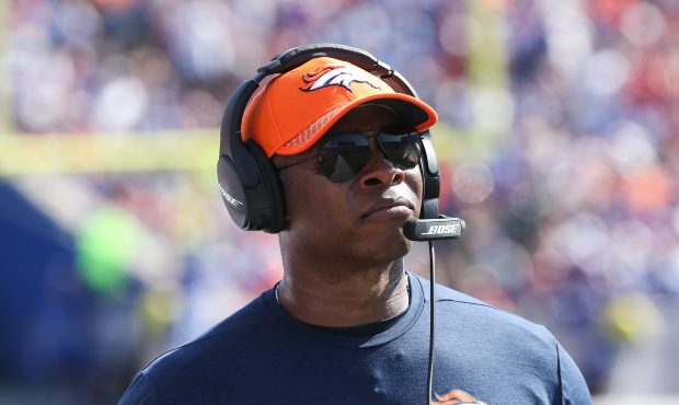 ORCHARD PARK, NY - SEPTEMBER 24: Head coach Vance Joseph of the Denver Broncos during an NFL game a...