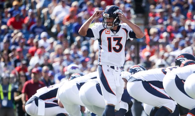 ORCHARD PARK, NY - SEPTEMBER 24: Trevor Siemian #13 of the Denver Broncos makes a signal during an ...