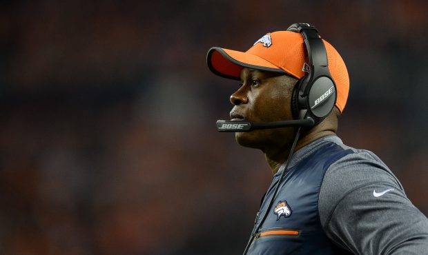 DENVER, CO - AUGUST 31: Head coach Vance Joseph of the Denver Broncos looks on during a preseason N...