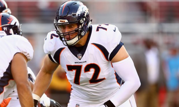 SANTA CLARA, CA - AUGUST 19:  Garett Bolles #72 of the Denver Broncos in action against the San Fra...