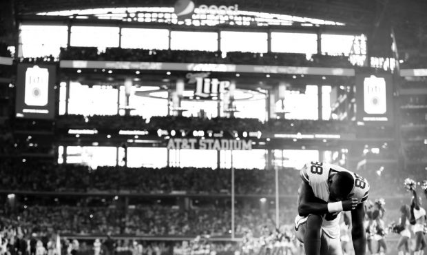 ARLINGTON, TX - SEPTEMBER 10:  (EDITORS NOTE: Image has been converted to black and white.) Dez Bry...
