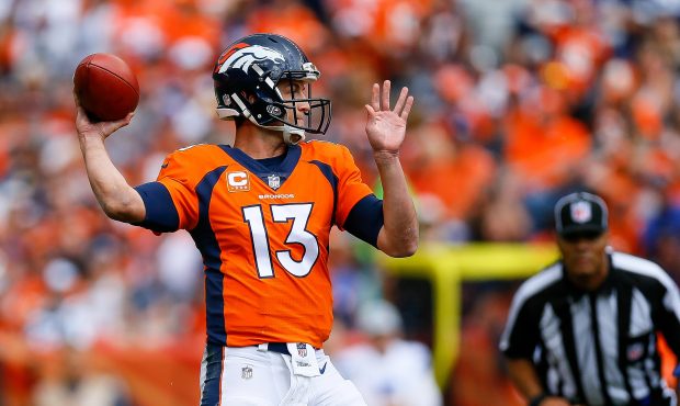 DENVER, CO - SEPTEMBER 17:  Quarterback Trevor Siemian #13 of the Denver Broncos passes against the...