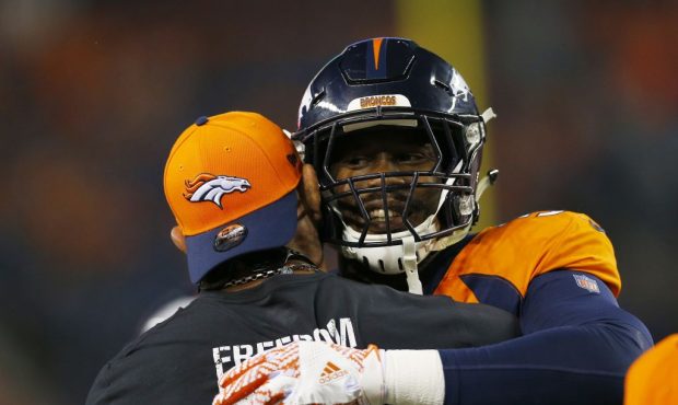 DENVER, CO - SEPTEMBER 11:  Outside linebacker Von Miller #58 of the Denver Broncos during warm ups...