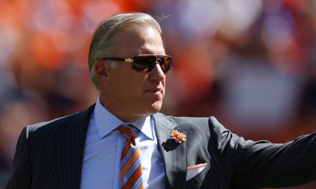 DENVER, CO - SEPTEMBER 18: Executive vice president and general manager John Elway of the Denver Br...