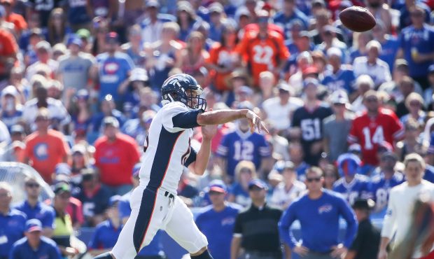 ORCHARD PARK, NY - SEPTEMBER 24:  Trevor Siemian #13 of the Denver Broncos throws the ball during a...
