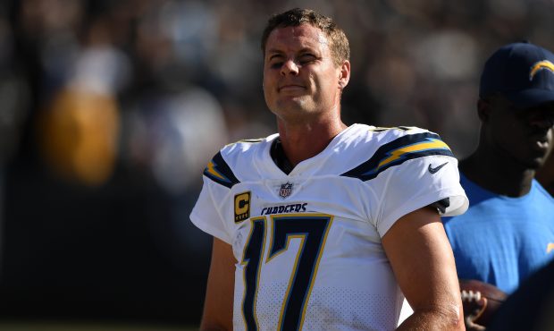 OAKLAND, CA - OCTOBER 15:  Philip Rivers #17 of the Los Angeles Chargers looks on during their NFL ...