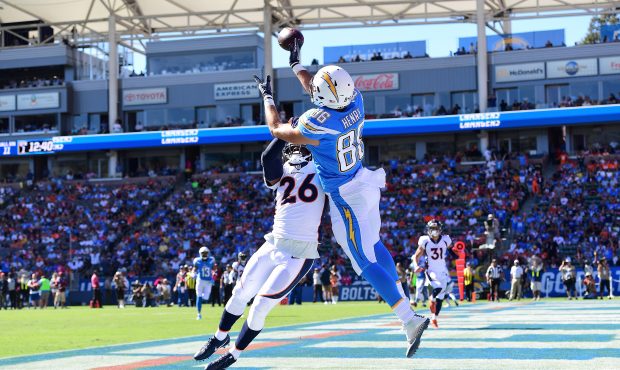 CARSON, CA - OCTOBER 22: Darian Stewart #26 of the Denver Broncos interferes with the pass from Hun...