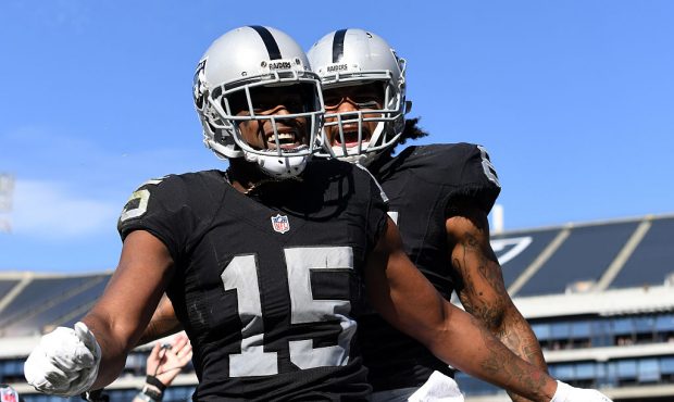 during their NFL game at Oakland-Alameda County Coliseum on October 9, 2016 in Oakland, California....