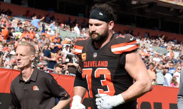 CLEVELAND, OH - OCTOBER 22: Joe Thomas #73 of the Cleveland Browns leaves the field after an injure...