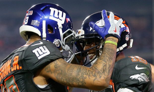 GLENDALE, AZ - JANUARY 25: Team Irvin wide receiver Odell Beckham #13 of the New York Giants (left)...