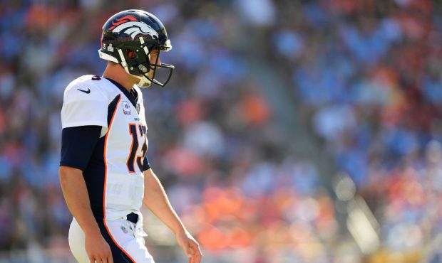 CARSON, CA - OCTOBER 22:  Trevor Siemian #13 of the Denver Broncos looks on during the game against...