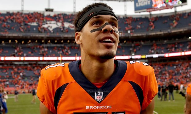 DENVER, CO - OCTOBER 01:  Justin Simmons #31 of the Denver Broncos leaves the field after their win...