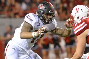 Defensive end Ja'Von Rolland-Jones #11 of the Arkansas State Red Wolves rushes against the Nebraska Cornhuskers at Memorial Stadium on September 2, 2017 in Lincoln, Nebraska. (Photo by Steven Branscombe/Getty Images)