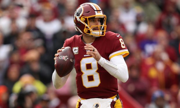 LANDOVER, MD - NOVEMBER 12: Quarterback Kirk Cousins #8 of the Washington Redskins drops back to pa...