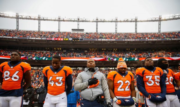 Head coach Vance Joseph of the Denver Broncos looks on before the game against the Kansas City Chie...