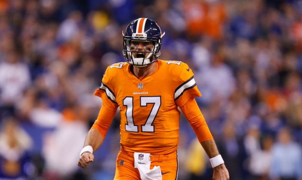 INDIANAPOLIS, IN - DECEMBER 14:  Brock Osweiler #17 of the Denver Broncos reacts against the Indian...