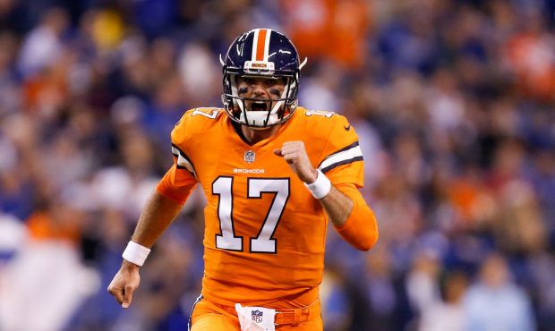 INDIANAPOLIS, IN - DECEMBER 14:  Brock Osweiler #17 of the Denver Broncos reacts against the Indian...