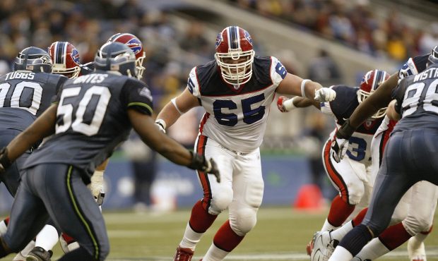 SEATTLE - NOVEMBER 28:  Ross Tucker #65 of the Buffalo Bills reacts during a play against the Seatt...