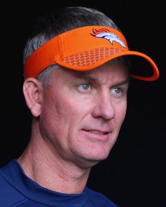 Mike McCoy, Offensive Coordinator for the Denver Broncos, walks out of the tunnel for warmups prior to the game against the Philadelphia Eagles at Lincoln Financial Field on November 5, 2017 in Philadelphia, Pennsylvania. (Photo by Mitchell Leff/Getty Images)