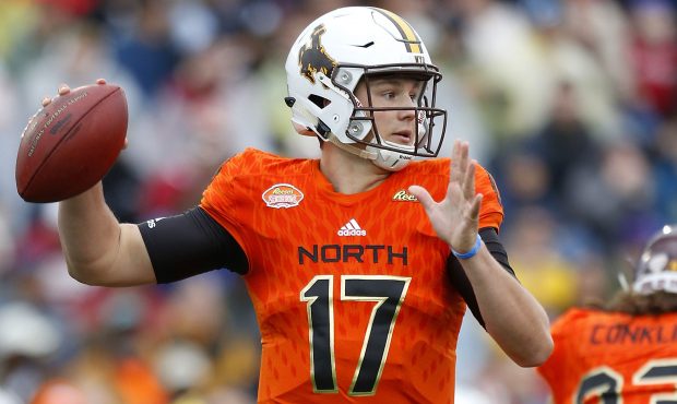 MOBILE, AL - JANUARY 27: Josh Allen #17 of the North team throws the ball during the first half of ...