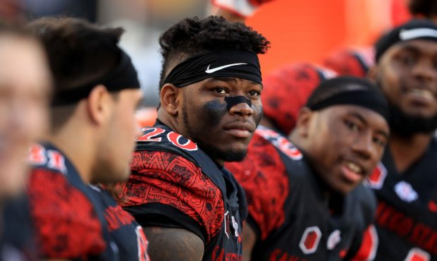 during the second  half of a game at Qualcomm Stadium on November 24, 2017 in San Diego, California...