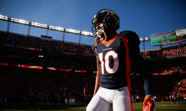 DENVER, CO - DECEMBER 10:  Wide receiver Emmanuel Sanders #10 of the Denver Broncos on the field du...