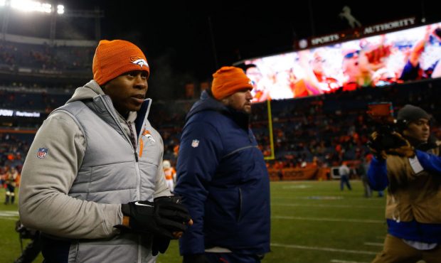 DENVER, CO - DECEMBER 31:  Head coach Vance Joseph of the Denver Broncos walks off the field after ...
