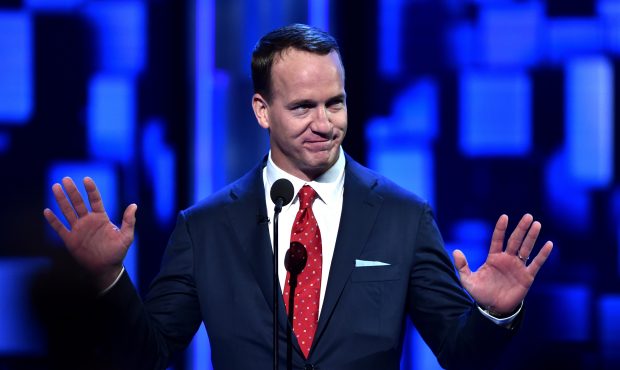 Retired NFL player Peyton Manning speaks onstage at The Comedy Central Roast of Rob Lowe at Sony St...