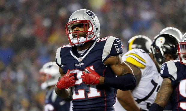 FOXBORO, MA - JANUARY 22: Malcolm Butler #21 of the New England Patriots reacts against the New Eng...