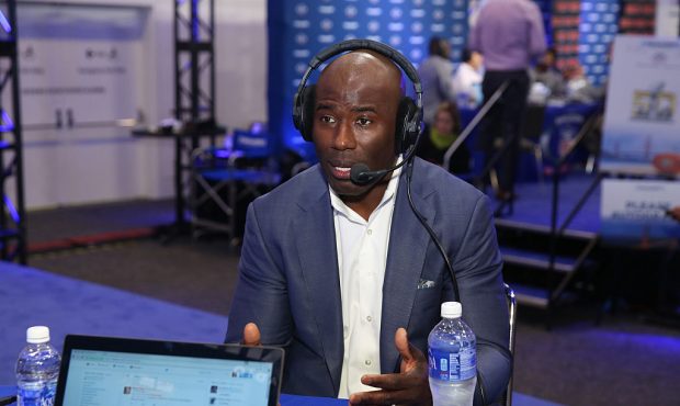visits the SiriusXM set at Super Bowl 50 Radio Row at the Moscone Center on February 5, 2016 in San...