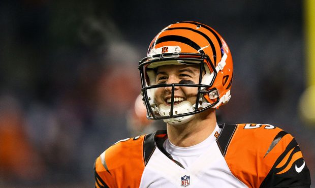 DENVER, CO - DECEMBER 28:  Quarterback AJ McCarron #5 of the Cincinnati Bengals smiles as he looks ...