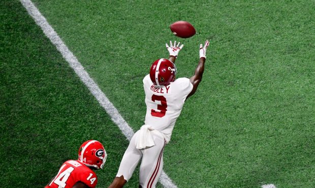ATLANTA, GA - JANUARY 08: Calvin Ridley #3 of the Alabama Crimson Tide is unable to make a diving c...