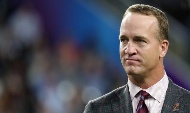 Former quarterback Peyton Manning looks on prior to Super Bowl LII between the Philadelphia Eagles ...
